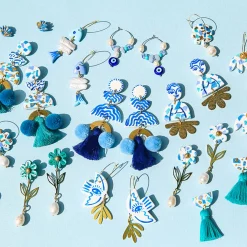 Tomfoolery Turquoise Terrazzo Pom Pom Drop Earrings Online