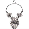 Tomfoolery Two-Tone Crystal Studded Perennial Punk Bib Necklace Fashion
