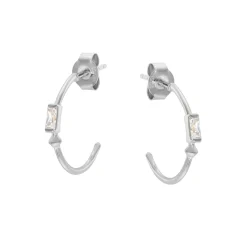Tomfoolery VORA Baguette Gem Silver Hoops Clearance