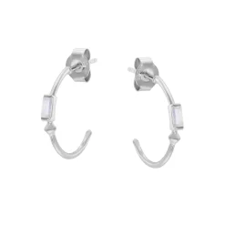 Tomfoolery VORA Baguette Gem Silver Hoops Clearance