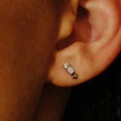 Tomfoolery VORA Baguette Gem Silver Studs Online