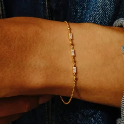 Tomfoolery VORA Three Baguette Gem Silver Bracelet Outlet