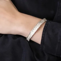Tomfoolery Wave Textured Silver Bangle Best