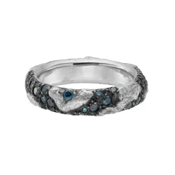 Tomfoolery White Gold & Blue Diamond Nature Wedding Band Clearance