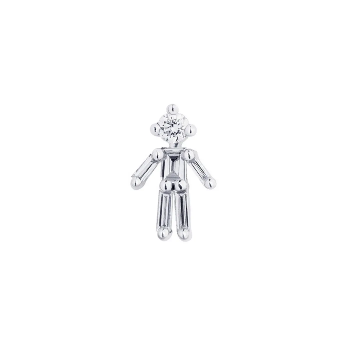Tomfoolery White Gold & Diamond Boy Single Stud Earring New