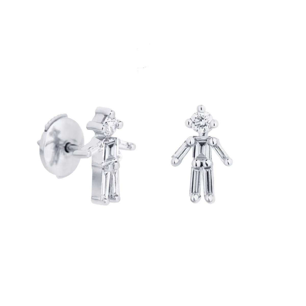 Tomfoolery White Gold & Diamond Boy Single Stud Earring New