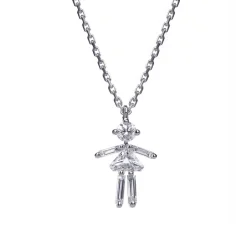 Tomfoolery White Gold & Diamond Mini Girl Pendant Clearance