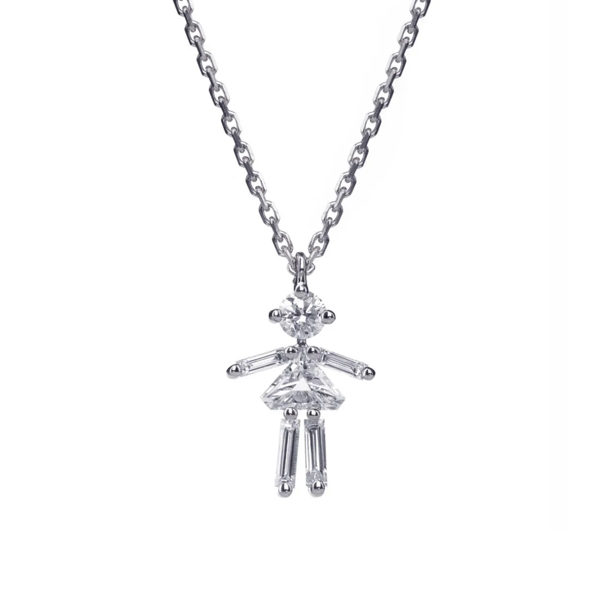 Tomfoolery White Gold & Diamond Mini Girl Pendant Clearance