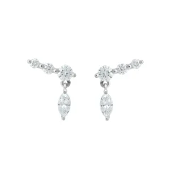Tomfoolery White Gold & Marquise Diamond Drop Studs Hot