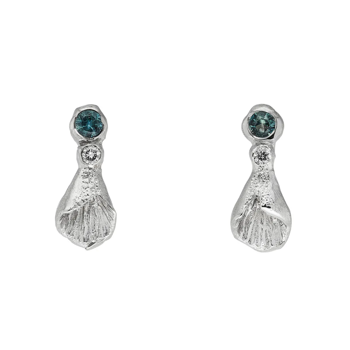 Tomfoolery White Gold & Sapphire Fae Drop Studs Fashion