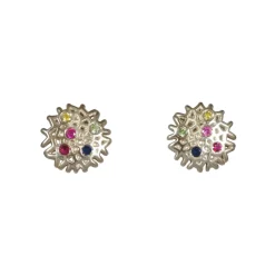 Tomfoolery White Gold Crackle Sapphire Studs Hot