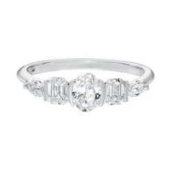 Tomfoolery White Gold Oval Five Diamond Ring Sale