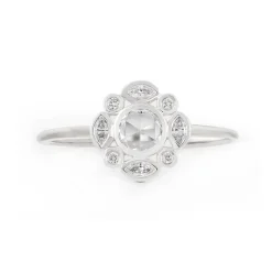 Tomfoolery White Gold Round Diamond Fleur Ring Sale