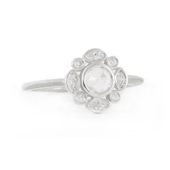 Tomfoolery White Gold Round Diamond Fleur Ring Sale