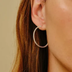 Tomfoolery White Gold Slim Diamond Pave Round Hoops Online