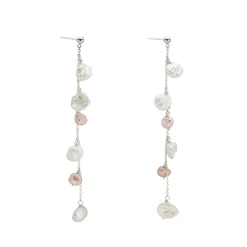 Tomfoolery White Gold Small Keshi Pearl Droplet Earrings Fashion