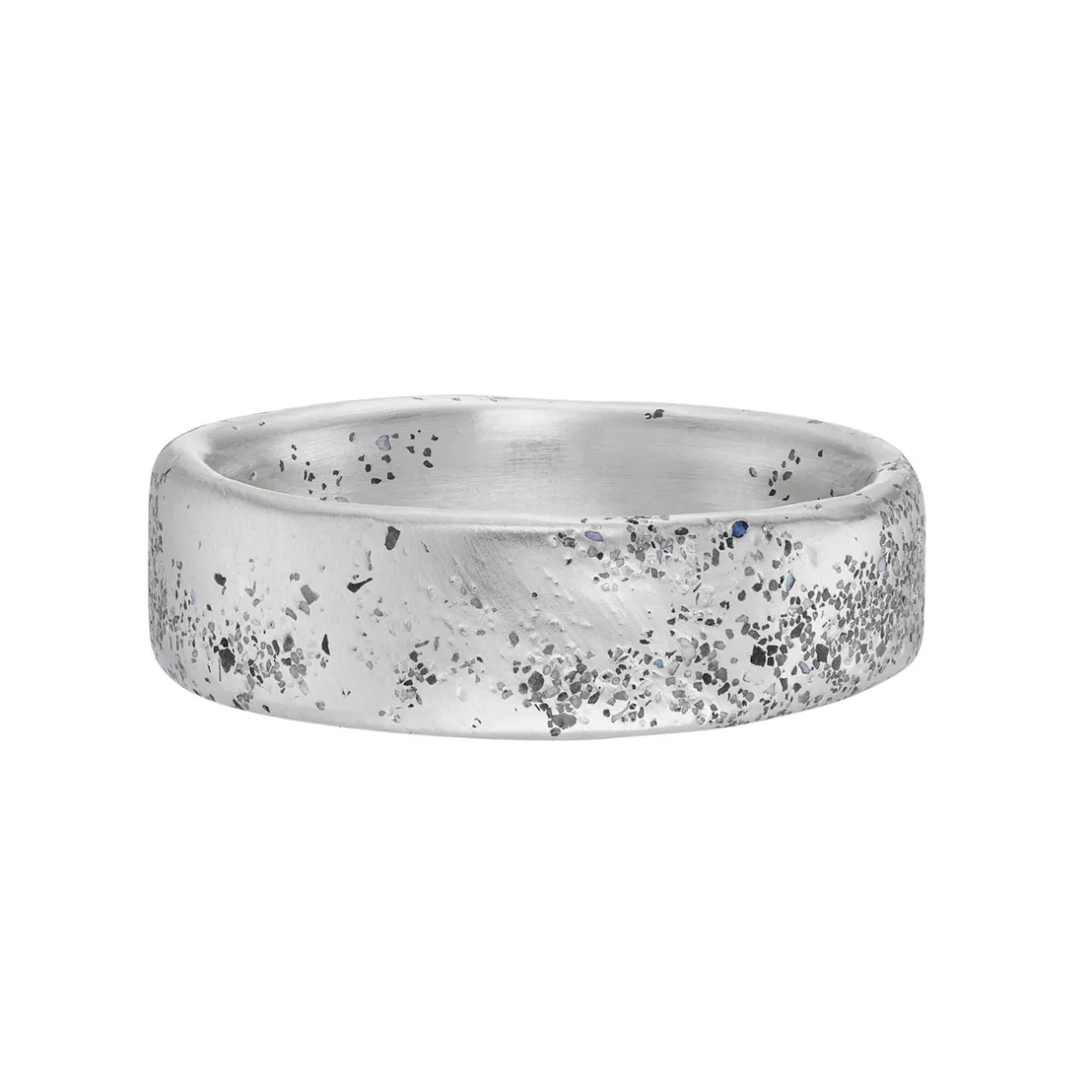 Tomfoolery White Gold Wide Sand Scatter Band Clearance
