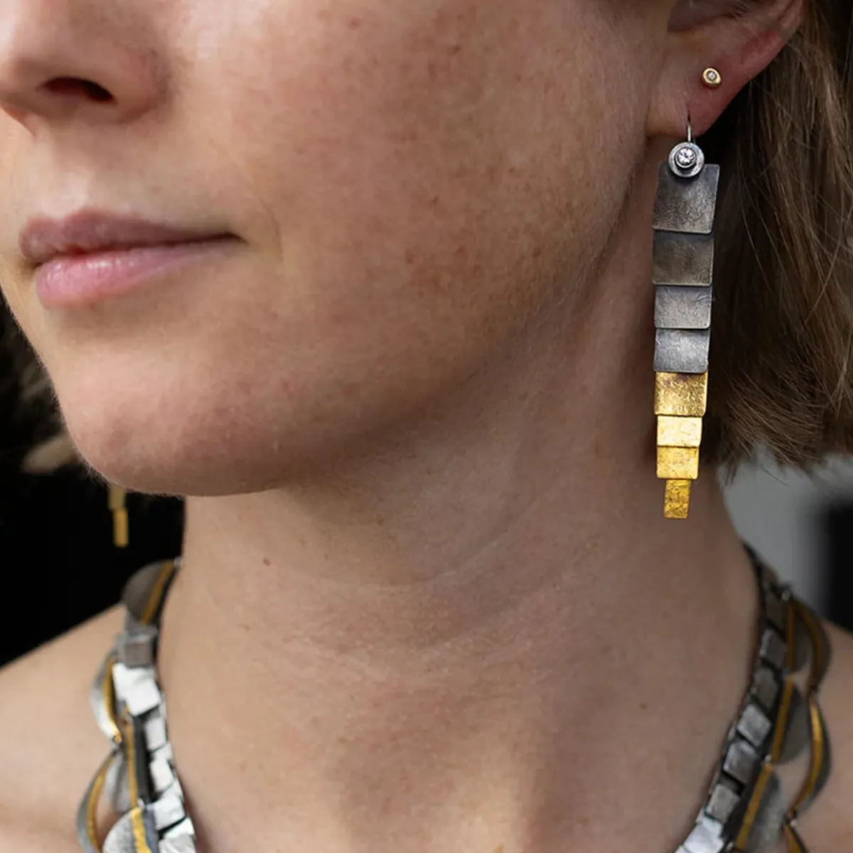 Tomfoolery White Topaz Slim Pivot Drop Earrings Fashion