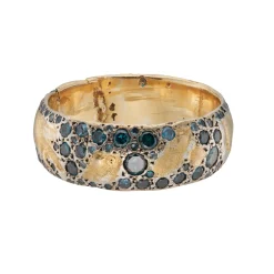 Tomfoolery Wide Blue Diamond Nature Wedding Band New