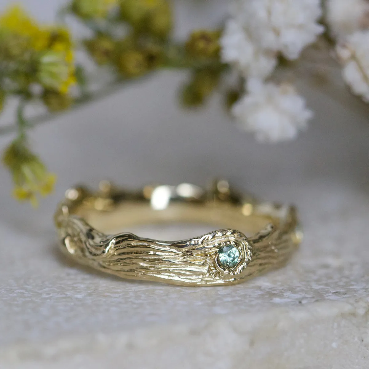 Tomfoolery Wide Fern Furl Sapphire Ring Discount