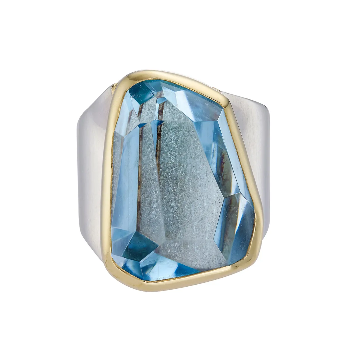 Tomfoolery Wide Irregular Aquamarine Shield Ring Online