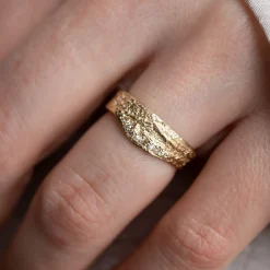 Tomfoolery Wide London Plane Diamond Halo Ring Online