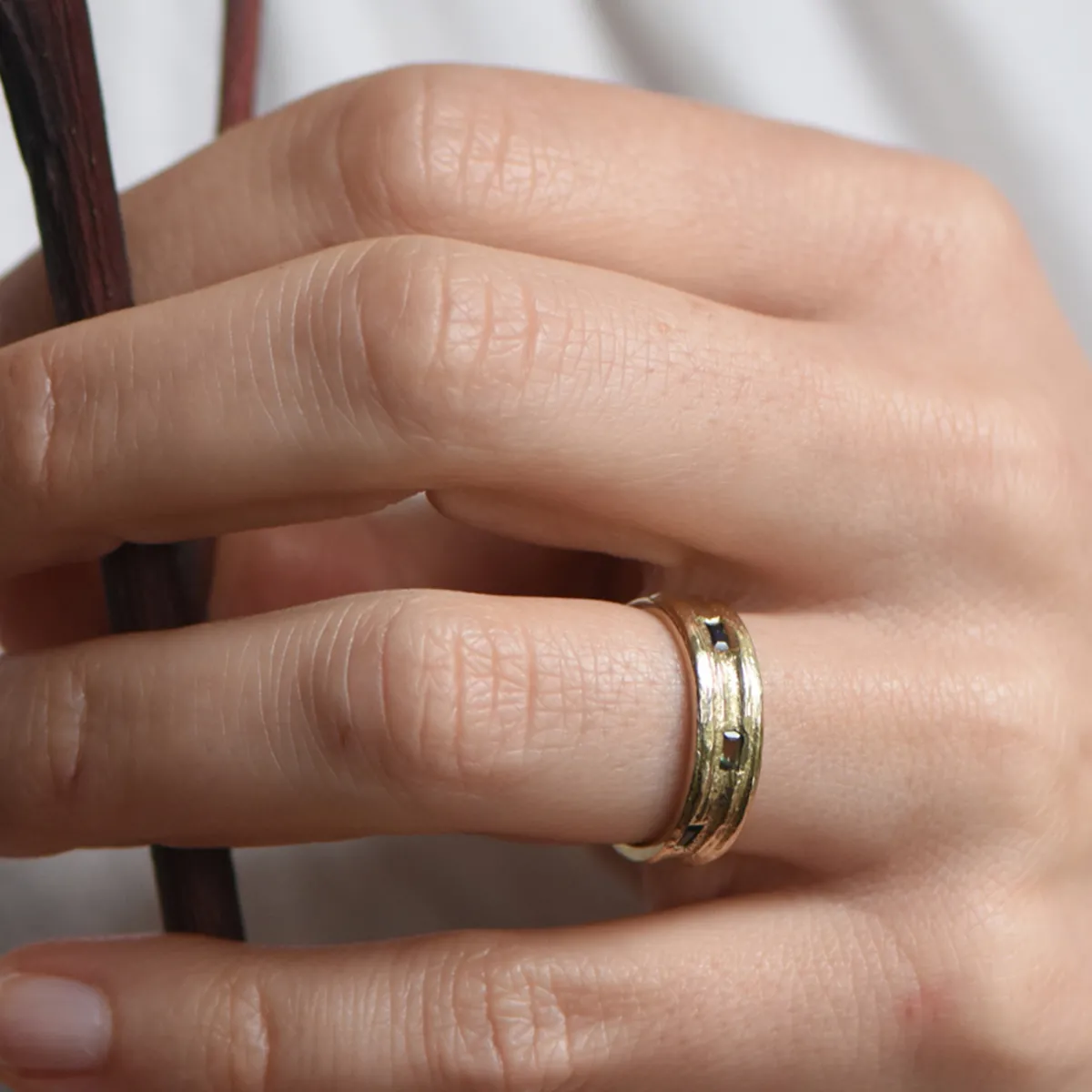 Tomfoolery Wide Oak Baguette Ring Hot