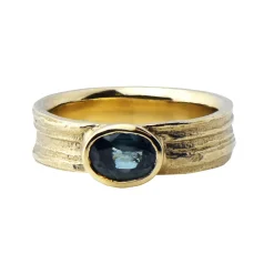 Tomfoolery Wide Oak Blue Sapphire Ring Hot