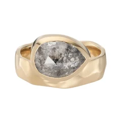 Tomfoolery Wide Organic Salt & Pepper Pear Diamond Ring Outlet
