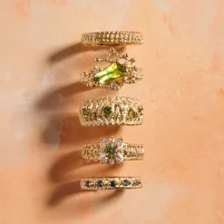 Tomfoolery Woven Green Sapphire & Diamond Star Ring Best