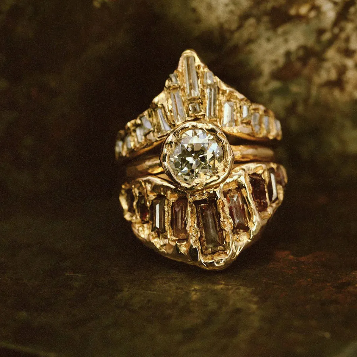 Tomfoolery X White Baguette Diamond Scatter Point V Shape Ring New