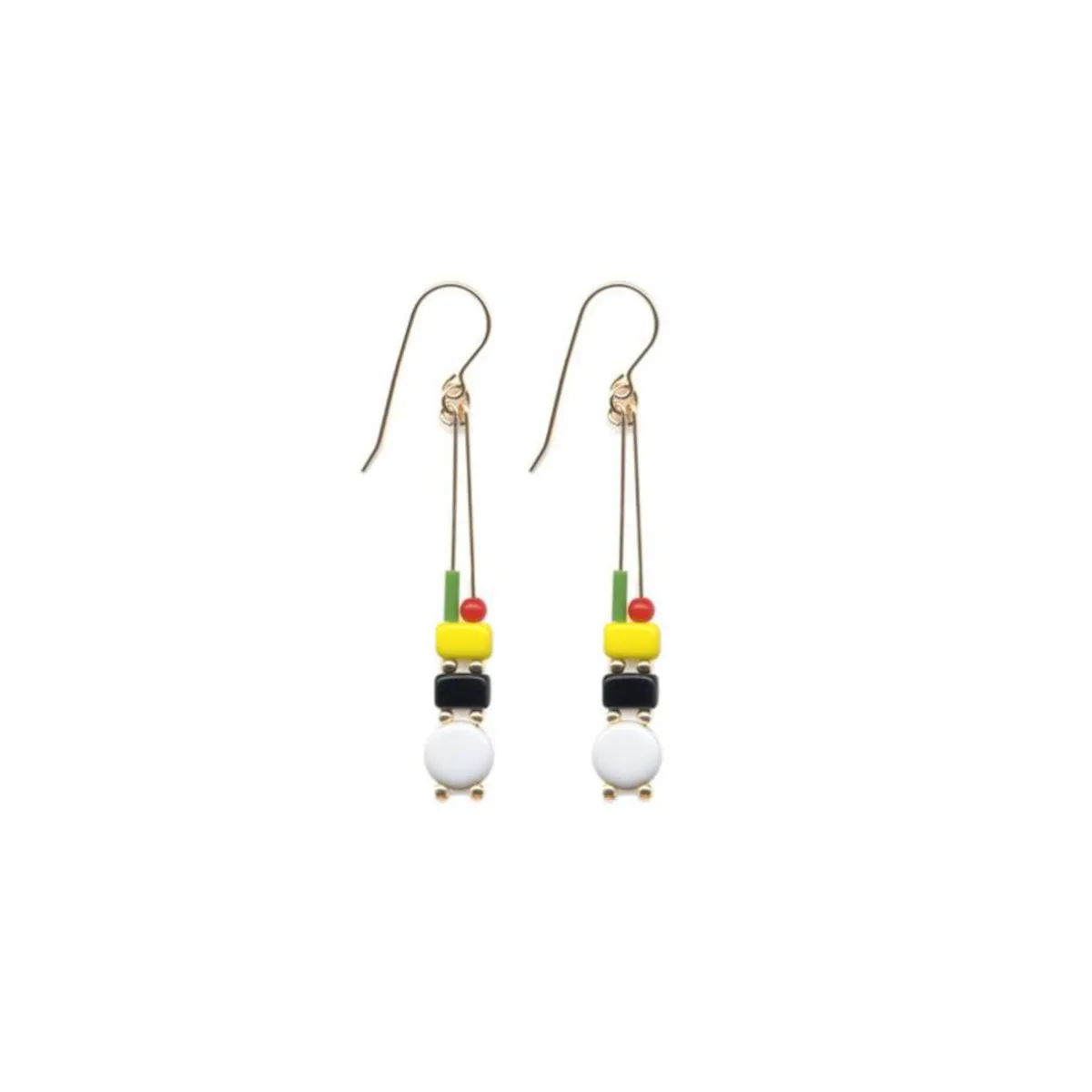 Tomfoolery Yellow & White totem drop earrings New