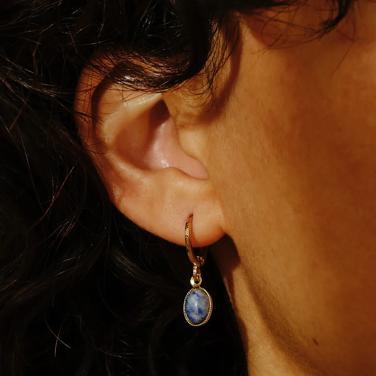 Tomfoolery Yellow Agate Cabochon Hoops Online