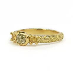 Tomfoolery Yellow Diamond Old Cut Trilogy Ring Discount