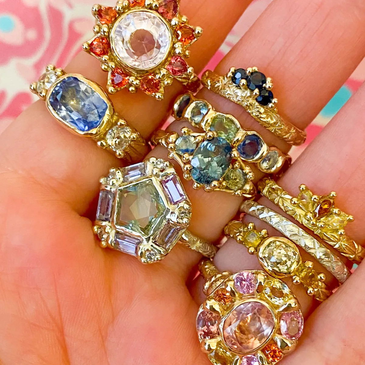 Tomfoolery Yellow Diamond Old Cut Trilogy Ring Discount