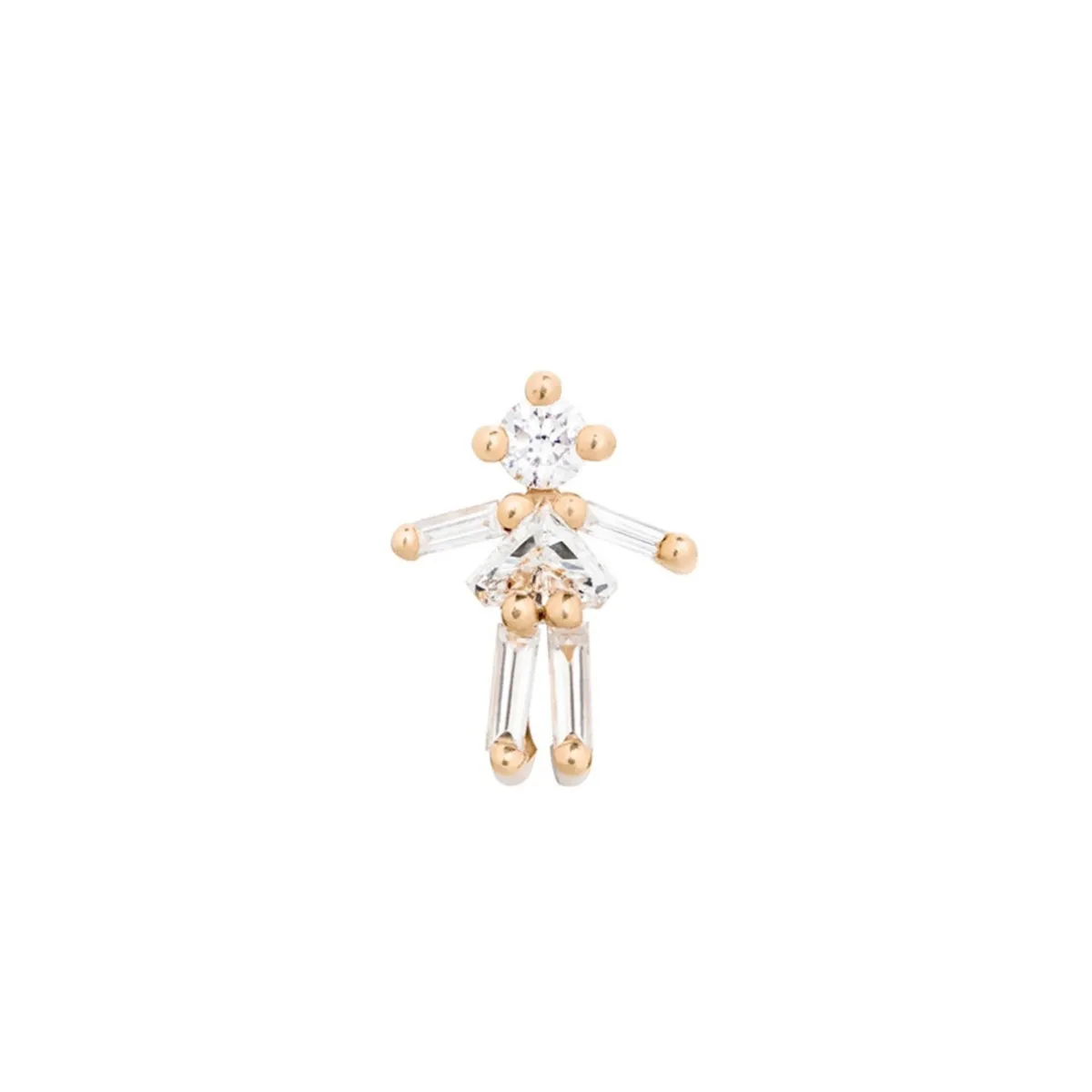 Tomfoolery Yellow Gold & Diamond Girl Single Stud Earring Best