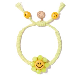 Tomfoolery Yellow Happy Flower Drawstring Bracelet New
