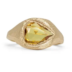 Tomfoolery Yellow Sapphire Brushed Signet Ring Sale