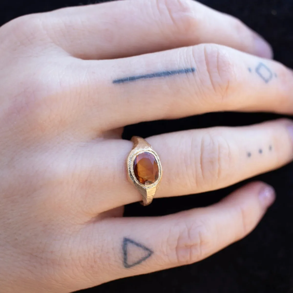 Tomfoolery Yellow Sapphire Brushed Signet Ring Sale