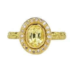 Tomfoolery Yellow Sapphire Halo Ring Outlet