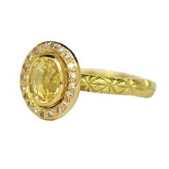 Tomfoolery Yellow Sapphire Halo Ring Outlet