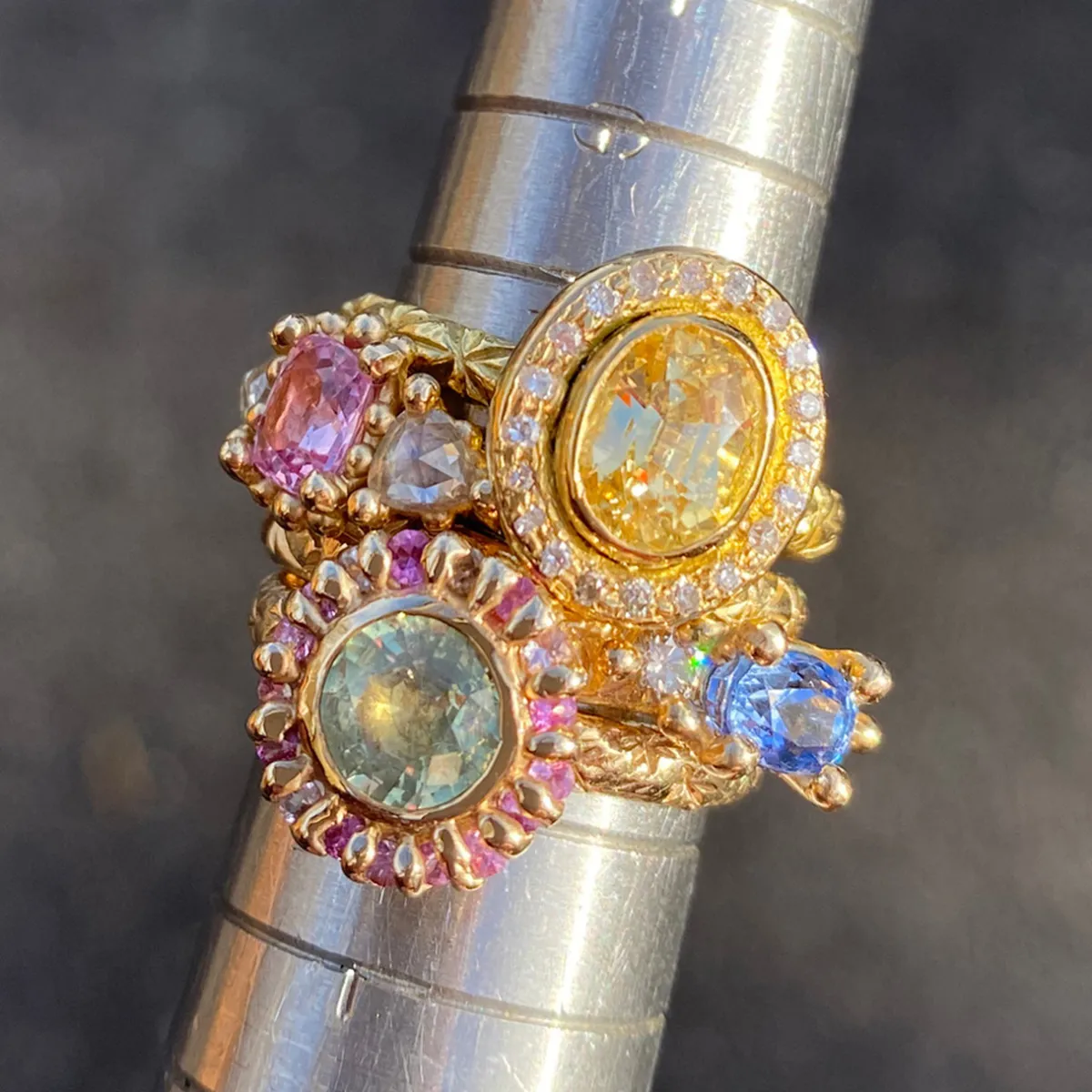 Tomfoolery Yellow Sapphire Halo Ring Outlet