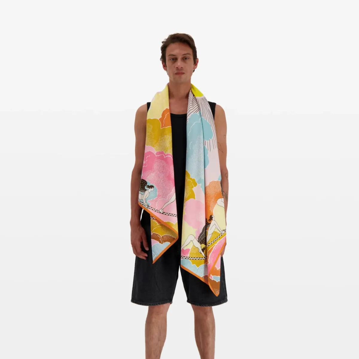 Tomfoolery Yoga Silk & Cotton Scarf Yellow Multi Discount